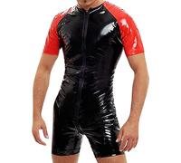 Cexiakong Herren Jumpsuit Wetlook Overalls Shirt overall Sexy Dessous Lingerie Clubwear Personalisierte Herren Bekleidung Hipster Kunstleder Leder Lack Latex Optik Männer Shirt overalls