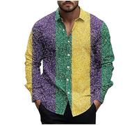 Cexiakong Herren Langarm Karneval Druck Freizeithemd Slim Fit Businesshemd Stretch Herrenhemd Button Down Reverskragen Trachtenhemd Atmungsaktiv Arbeitshemd Freizeit Fashion Oberhemd Faschingkostüm