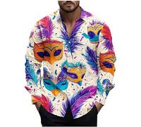 Cexiakong Herren Langarm Karneval Druck Freizeithemd Slim Fit Businesshemd Stretch Herrenhemd Button Down Reverskragen Trachtenhemd Atmungsaktiv Arbeitshemd Freizeit Fashion Oberhemd Faschingkostüm