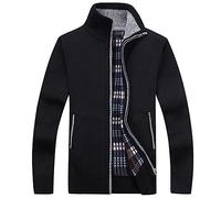 Cexiakong Herren Strickjacke Cardigan Freizeit Winter Fleecejacke Dicken Warmer Hausjacke Full Zip Winterjacke Warm Wintermantel einfarbig Sweatjacke Atmungsaktiv mit Taschen Trachtenjacke
