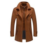 Cexiakong Herren Wintermantel Slim Fit Mantel für Business Freizeit Wollmantel Doppelkragen Trenchcoat mit Stehkragen Coat Warmer Integrierter Innenjacke Langer Stil Winter Oberteile Herrenmäntel