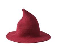 Cexiakong Hexenhut Damen Halloween Gothic Cartoon Hexe Hut Faltbare Kopfbedeckung Karneval Weihnachten Masquerade Cap mit Weiße Kristallkette Weich