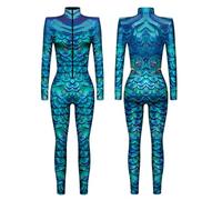 Cexiakong Jumpsuit Damen Rollkragen 3D Digitaldruck Playsuit Fasching Cosplay Kostüm Mit Reißverschluss Bodysuit Kostüm Ganzkörper Catsuit Glitzer Catsuit Stretch Overall Fashion Clubwear