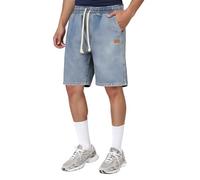 Cexiakong Kurze Jeans Herren Baggy Vintage Bermuda Jeanshose mit Gummizug und Tunnelzug Cowboy Gerades Bein Herren Shorts Knielang Denim Sommerhose Männer Jeanshorts