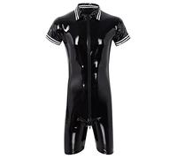 Cexiakong Männer Latex Overall für Herren in Latex mit Reißverschluss, Dessous Männer Jumpsuit Party Clubwear Latex ähnliches Herren Catsuit Lack Leder Overall overalls