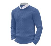 Cexiakong Rundhals Pullover Herren Strickpullover Langarm Winterpullover Slim Fit Einfarbig Sweatshirt Winter Soft Business Pullover Arbeitspullover Baggy