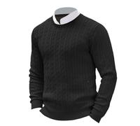 Cexiakong Rundhals Pullover Herren Strickpullover Langarm Winterpullover Slim Fit Einfarbig Sweatshirt Winter Soft Business Pullover Arbeitspullover Baggy