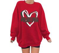 Cexiakong Sweatshirt Damen Ohne Kapuze Pullover Mit Herzbuchstaben Sweater Valentinstag Pulli Freizeit Langarmshirt Langarm Rundhalsausschnitt Sweatshirts Outdoor Bequem Oberteil