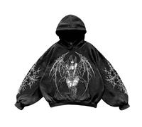 Cexiakong Sweatshirt Herren Damen Y2K Vintage Print Casual Hoodie College Style Gothic Langarm Hoodie Lose Street Retro Paar Sweatshirt Halloween Outfit Fashion Bequeme Mantel Regular Oberteile