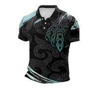 Cexiakong T Shirt Herren Wikinger Bedrucktes Poloshirt Locker Sportshirt Bequeme Sweatshirt Outdoor Tunika Sommer Atmungsaktiv Laufshirt Leicht Trainingsshirt Slim Fit Kurzarmshirt Streetwear
