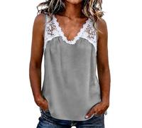 Cexiakong Tank Top Damen Ärmellose Tanktop Spitzenbesatz Camisole Slim Fit Trägershirt Locker Achselshirt Basic Stretch Trainingsshirt Leicht Und Luftig Tanktops Sommer Leichte Blusentop