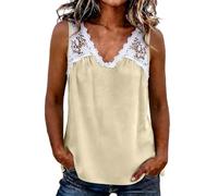 Cexiakong Tank Top Damen Ärmellose Tanktop Spitzenbesatz Camisole Slim Fit Trägershirt Locker Achselshirt Basic Stretch Trainingsshirt Leicht Und Luftig Tanktops Sommer Leichte Blusentop
