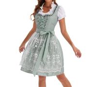 Cexiakong Trachtenkleid Damen Oktoberfest Dirndlkleid U-Ausschnitt Blusenkleid Elegant Midikleid Leicht Partykleid Locker Abendkleid Dirndl Kleid mit Schürze Atmungsaktiv Damenkleid