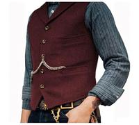 Cexiakong Trachtenweste Herren Oktoberfest Trachten Weste Ärmellose Anzugweste Slim Fit V-Ausschnitt mit Knopfleiste Trachtengilet Traditionelle Einfarbig Freizeitweste für Festlichkeiten