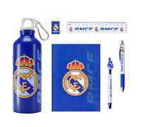 CF REAL MADRID Schreibwarenset für Jungen, Bestehend aus Notizbuch, Stiften, Lineal, Radiergummi und Wasserflasche 650 ml, Geschenk für Kinder