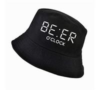 CFCYS Fischerhüte Für Damen,Baumwolle Lustig Bier Oclock Druck Männer Fischer Hüte Cool Sommer Lustig Männer Frauen Eimer Hut Outdoor Panama Angelkappe,Schwarz