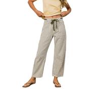 cffdviz Barrel-Jeans Für Damen Mittlere Taille Kordelzug Vintage-Streifenmuster Breite Bein-Cropped-Jeans Bis Zum Knöchel,Grün,S
