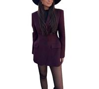 cffdviz Damen Blazer-Kleid Mit Langen Ärmeln Tailliert Figurbetont Mittellang Jacken Büro-Outfits,Lila,S