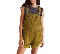 cffdviz Damen Lässige Cord-Overalls Mit Lockerer Passform Mehreren Kurzoverall Mit Umschlagbund Latzhose Kurz Verstellbare Träger,Khaki,S
