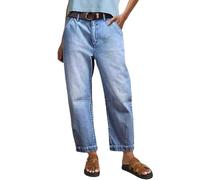 cffdviz Damen Mittelhohe Lässige Baggy Jeans Im Barrel-Stil Gewaschen Distressed Mit Weitem Bein Und Knöchellänge,Light Blue,L