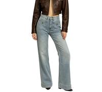 cffdviz Gerade Geschnittene Jeans Für Frauen Hoch Tailliert Weit Lässig Abgenutzt Weite Beinhosen Aus Denim,Light Blue,S