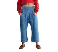 cffvdiz Damen Baggy Barrel Jeans Mid-Rise Gerade Weite Bein Denim Hosen Knöchel Jeans,Dark Blue,S