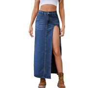 cffvdiz Dark Blue,S, Damen Sexy Slim Split Denim Rock Lässig Gewaschen Hohe Taille Jeans Röcke