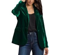 cffvdiz Grün,L, Frauen Casual Samt Blazer Revers Knopf Front Langarm Blazer Jacke Mantel Arbeit Büro