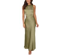 cffvdiz Grün,M, Frauen Satin Seide Maxi Kleid Sexy Ärmellose Spaghetti Strap Backless Hochzeit Gast Kleid