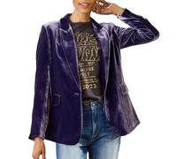 cffvdiz Lila,XL, Frauen Casual Samt Blazer Revers Knopf Front Langarm Blazer Jacke Mantel Arbeit Büro