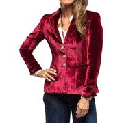 cffvdiz Rot,M, Damen Vintage Samt Blazer Jacke Anzug Lässig Revers Kragen Strickjacke Mantel