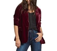 cffvdiz Rot,XXL, Frauen Casual Samt Blazer Revers Knopf Front Langarm Blazer Jacke Mantel Arbeit Büro
