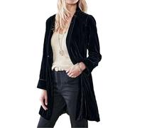 cffvdiz Schwarz,L, Damen Samt Blazer Cardigan Langarm Offene Front Jacke Mantel