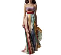 cffvdiz Womens Sexy Tube Top Maxi Kleider Ärmellos Gedruckt Bunte Brautkleid Kleider,Multi Colored,M