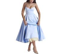 CFHFKPWMQ Blau,S, Damen Ballkleider A-Linie Abendkleider Partykleider Für Frauen Rückenfreies Kleid Hochzeitsfeier Lange Kleider