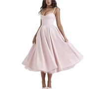 CFHFKPWMQ Rosa,S, Damen Ballkleider A-Linie Abendkleider Partykleider Für Frauen Rückenfreies Kleid Hochzeitsfeier Lange Kleider