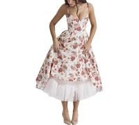 CFHFKPWMQ Rot,M, Damen Ballkleider A-Linie Abendkleider Partykleider Für Frauen Rückenfreies Kleid Hochzeitsfeier Lange Kleider