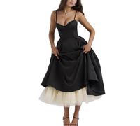 CFHFKPWMQ Schwarz,M, Damen Ballkleider A-Linie Abendkleider Partykleider Für Frauen Rückenfreies Kleid Hochzeitsfeier Lange Kleider