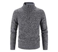 CFQYPZY Herren-Strickpullover - Herbst Und Winter, Warm Und Verdickt, Modischer Rollkragenpullover Für Herren, Einfarbig, Halber Reißverschluss, Äußerer Stretch-Hemd Mit Weichem Boden, Lässig, Outdoo
