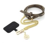 CG MOBILE Guess Abnehmbarer Crossbody-Gurt PU 4G & Kette mit Anhänger (Gold & Braun)