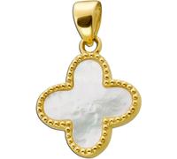 Ch.Abramowicz Perlmutt Kleeblatt Anhänger Gelbgold 333 8 Karat weißer Edelstein