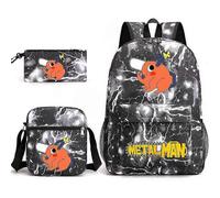 Chainsaw Man Pochita Schultasche Rucksack Federmäppchen Umhängetasche Dreiteiliges Set_12