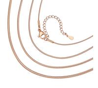 ChainsHouse 61cm Kette für Damen Snake Kette Rosegold Frauen Edelstahl Halskette Schlangenkette ohne Anhänger Schlanke Schlangenhalskette 1mm Halsreif Halsschmuck für Jahrestag