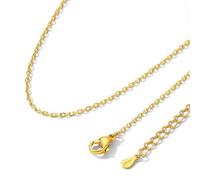 ChainsHouse Ankerkette Damen Halskette Edelstahl Rolokette Gold Edelstahlkette Halskette 1.4mm dünne vergoldet Kette 14K Erbskette Gliederkette 46cm Halsreif Halsschmuck für Mädchen