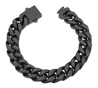 ChainsHouse Armband Herren Schwarz Edelstahl Kette Armkette Männer Armband 23CM Freundschaftsarmband 12MM Breit Modeschmuck Kette