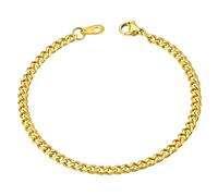 ChainsHouse Damen Armbänder Gold Männer Armband Edelstahl Herren Gliederarmband 3mm Panzerarmband vergoldete Armkette 19cm kubanisches Kettenarmband Feinarmband Armreif Modeschmuck für Mutter