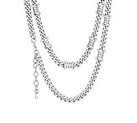 ChainsHouse Dornen Panzerkette für Herren Halskette Edelstahl Dornenkette 7mm Kubanische Kette Silber Gliederkette Männer Stacheldrahtkette 41cm Halsreif Halsschmuck für Freundin