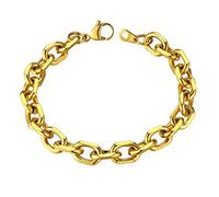 ChainsHouse Edelstahl Armband Herren Rolo Kettearmband Gold Männer Rolokette Gliederarmband 9mm Ankerkette Armbänder 19cm Vergoldete Armkette Ersatzkette Kettenarmband Armschmuck für Jahrestag
