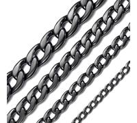 ChainsHouse Edelstahl Panzerkette Herren 46cm Halskette Herren Edelstahlkette Mann Robuste Kette 5mm Gliederkette ohne Anhänger Kubanische Kette Schwarz Männer Halsreif Modeschmuck für Jungen