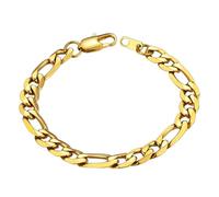 ChainsHouse Figaro Kette Armband Herren Edelstahl Figarokette Armband 13mm Männer Figarokette Gliederkette Armbänder Gold Damen Glieder Kettenarmband 21cm Vergoldet Armkette Modeschmuck für Party